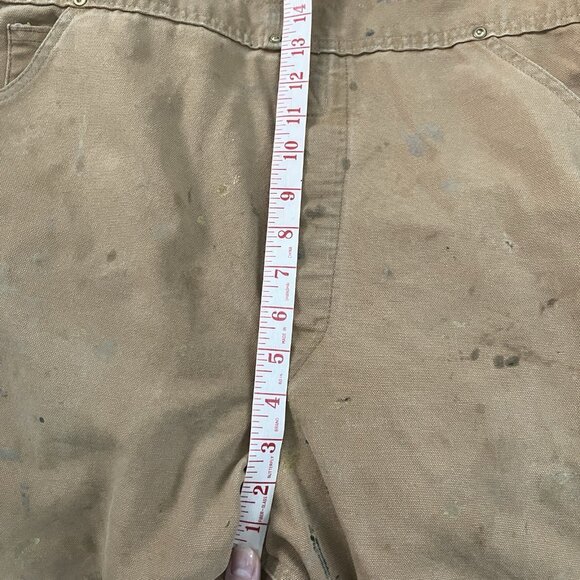 Vintage Carhartt Overalls Mens Tan Canvas Double Knee Dungaree Bib Distressed - Picture 10 of 12